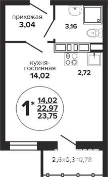 Студия квартира, вторичка, 24м2, 6/24 этаж