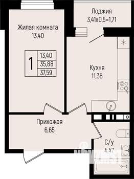 1-к квартира, вторичка, 38м2, 8/15 этаж