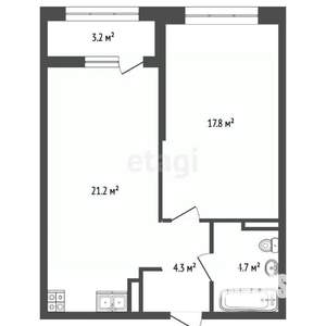 1-к квартира, вторичка, 50м2, 5/18 этаж