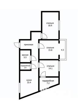 3-к квартира, вторичка, 105м2, 8/8 этаж