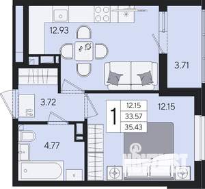 1-к квартира, вторичка, 35м2, 8/8 этаж