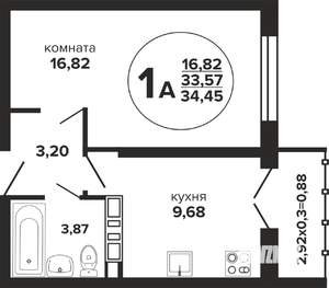 1-к квартира, вторичка, 34м2, 23/24 этаж