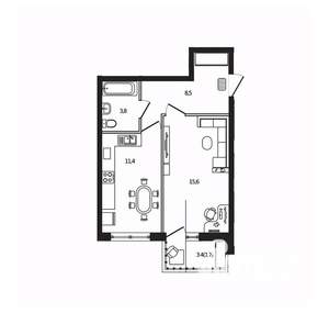 1-к квартира, вторичка, 41м2, 3/9 этаж