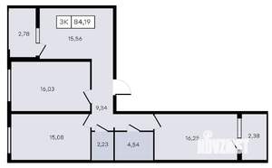 3-к квартира, вторичка, 84м2, 2/8 этаж