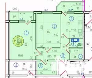 2-к квартира, вторичка, 60м2, 13/16 этаж