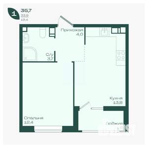 1-к квартира, вторичка, 36м2, 9/18 этаж