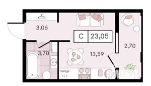 Студия квартира, вторичка, 23м2, 6/8 этаж