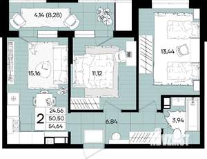 2-к квартира, вторичка, 55м2, 4/18 этаж