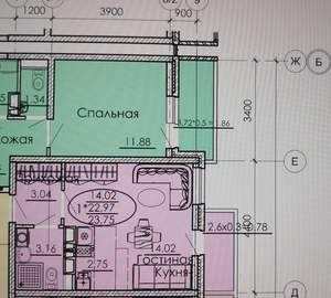 Студия квартира, вторичка, 24м2, 8/24 этаж