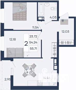 2-к квартира, вторичка, 56м2, 5/18 этаж