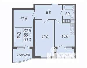 2-к квартира, вторичка, 60м2, 10/19 этаж