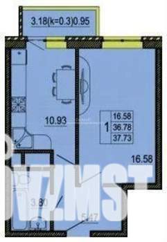1-к квартира, вторичка, 37м2, 20/20 этаж