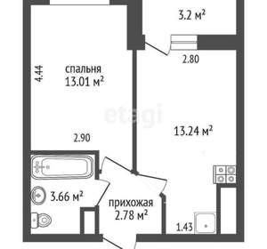 1-к квартира, вторичка, 33м2, 8/25 этаж