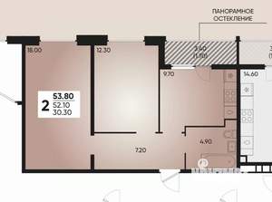 2-к квартира, вторичка, 54м2, 5/9 этаж