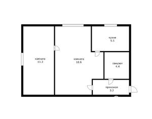 2-к квартира, вторичка, 45м2, 1/3 этаж
