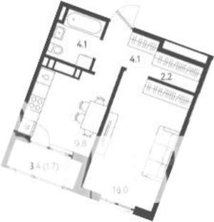 1-к квартира, вторичка, 38м2, 20/24 этаж