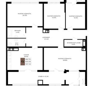 4-к квартира, вторичка, 135м2, 10/21 этаж