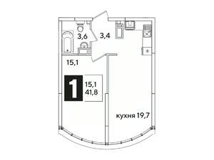 1-к квартира, вторичка, 42м2, 16/16 этаж