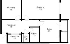 2-к квартира, вторичка, 60м2, 2/16 этаж