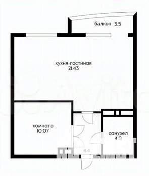 1-к квартира, вторичка, 40м2, 3/16 этаж