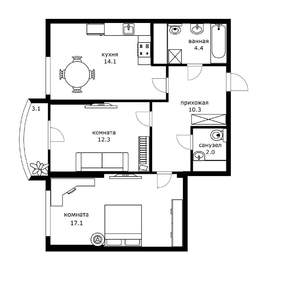 2-к квартира, вторичка, 60м2, 14/16 этаж