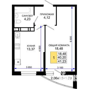 1-к квартира, вторичка, 41м2, 2/19 этаж