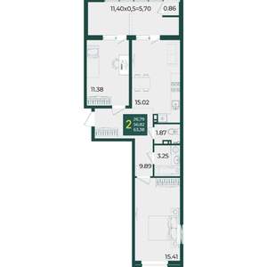 2-к квартира, вторичка, 63м2, 7/18 этаж