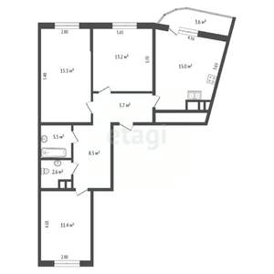 3-к квартира, вторичка, 77м2, 4/24 этаж