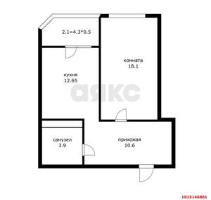 1-к квартира, вторичка, 49м2, 4/17 этаж