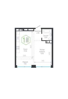 1-к квартира, вторичка, 41м2, 16/24 этаж
