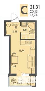 Студия квартира, вторичка, 21м2, 8/18 этаж