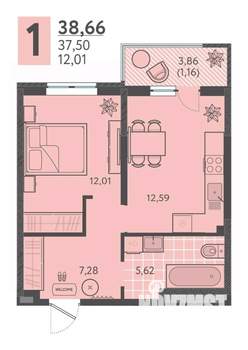 1-к квартира, вторичка, 39м2, 7/18 этаж