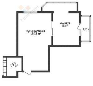 1-к квартира, вторичка, 40м2, 3/6 этаж