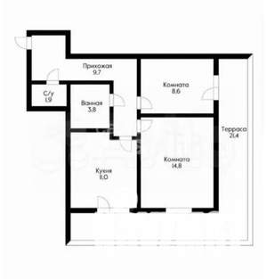 2-к квартира, вторичка, 50м2, 2/24 этаж