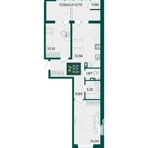 2-к квартира, вторичка, 59м2, 3/18 этаж
