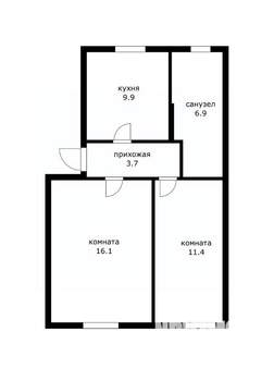 2-к квартира, вторичка, 48м2, 1/2 этаж