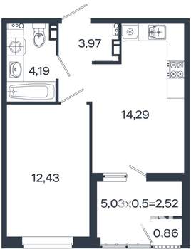 1-к квартира, вторичка, 38м2, 3/18 этаж