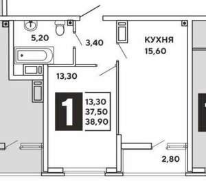 1-к квартира, вторичка, 39м2, 15/24 этаж