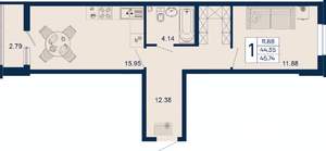 1-к квартира, вторичка, 46м2, 2/18 этаж