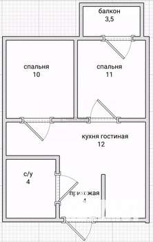 2-к квартира, вторичка, 45м2, 13/16 этаж