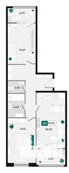 2-к квартира, вторичка, 68м2, 7/9 этаж