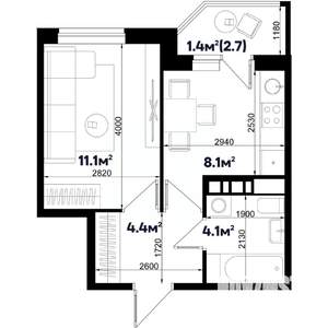 1-к квартира, строящийся дом, 29м2, 5/9 этаж