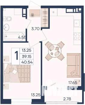 1-к квартира, вторичка, 41м2, 7/18 этаж
