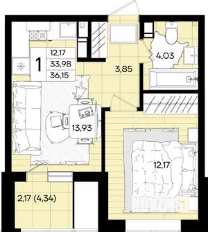1-к квартира, вторичка, 37м2, 2/18 этаж