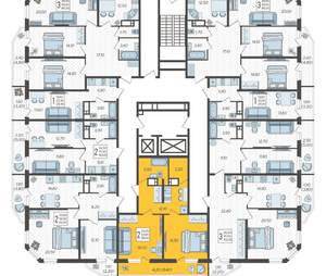 2-к квартира, строящийся дом, 58м2, 16/16 этаж