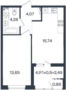 1-к квартира, вторичка, 41м2, 2/18 этаж