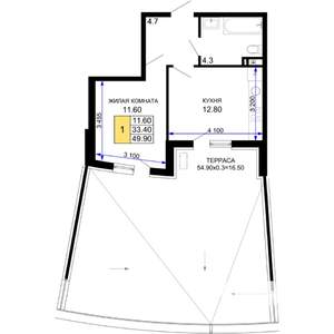 1-к квартира, вторичка, 50м2, 2/18 этаж