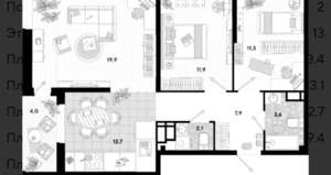3-к квартира, сданный дом, 73м2, 13/17 этаж