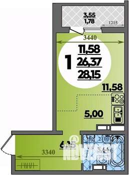 Студия квартира, строящийся дом, 28м2, 1/16 этаж