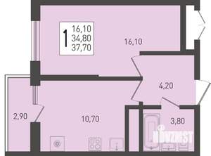1-к квартира, строящийся дом, 38м2, 17/24 этаж